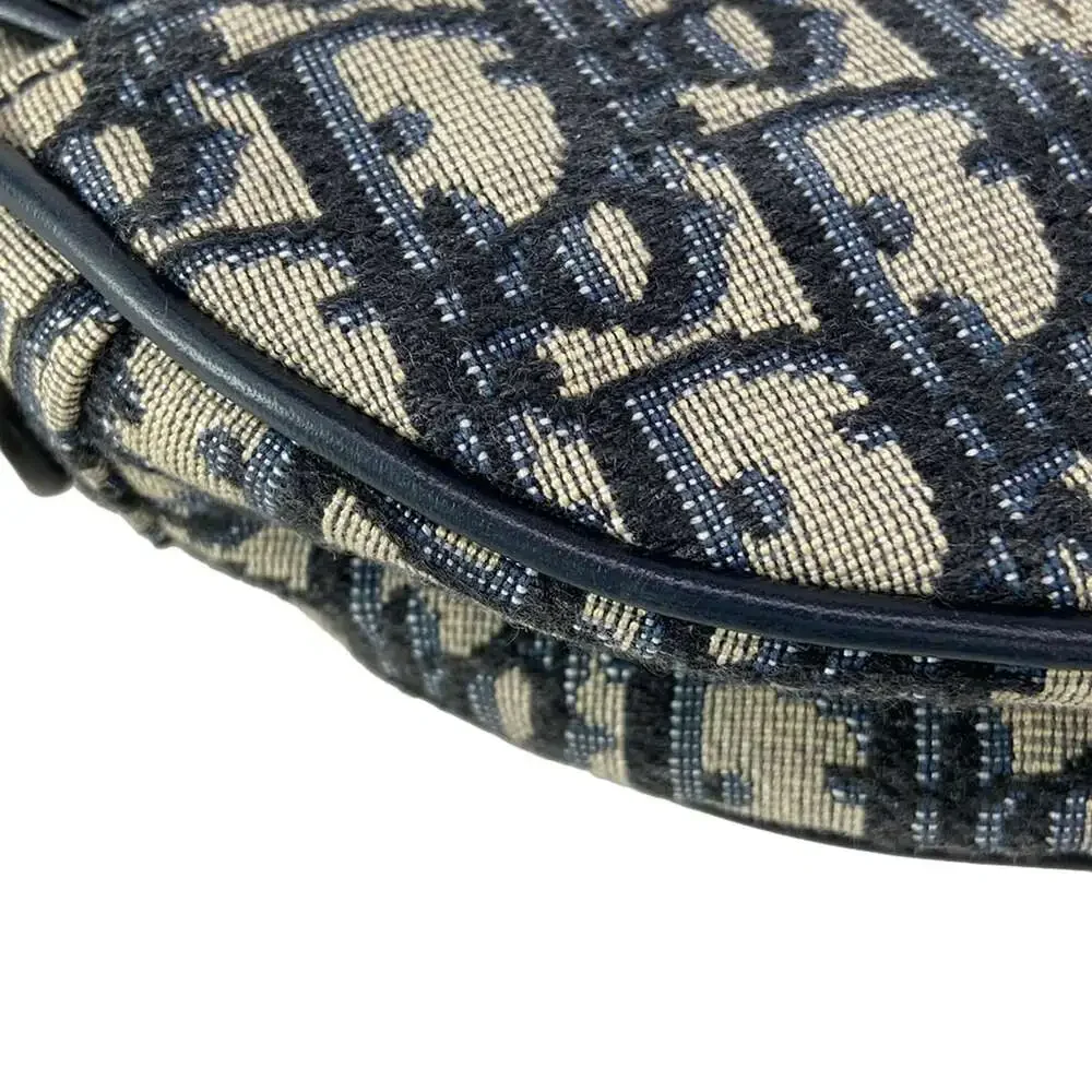 Christian Dior Saddlebag / Trotter Handbag Navy Cream Jacquard Leather
